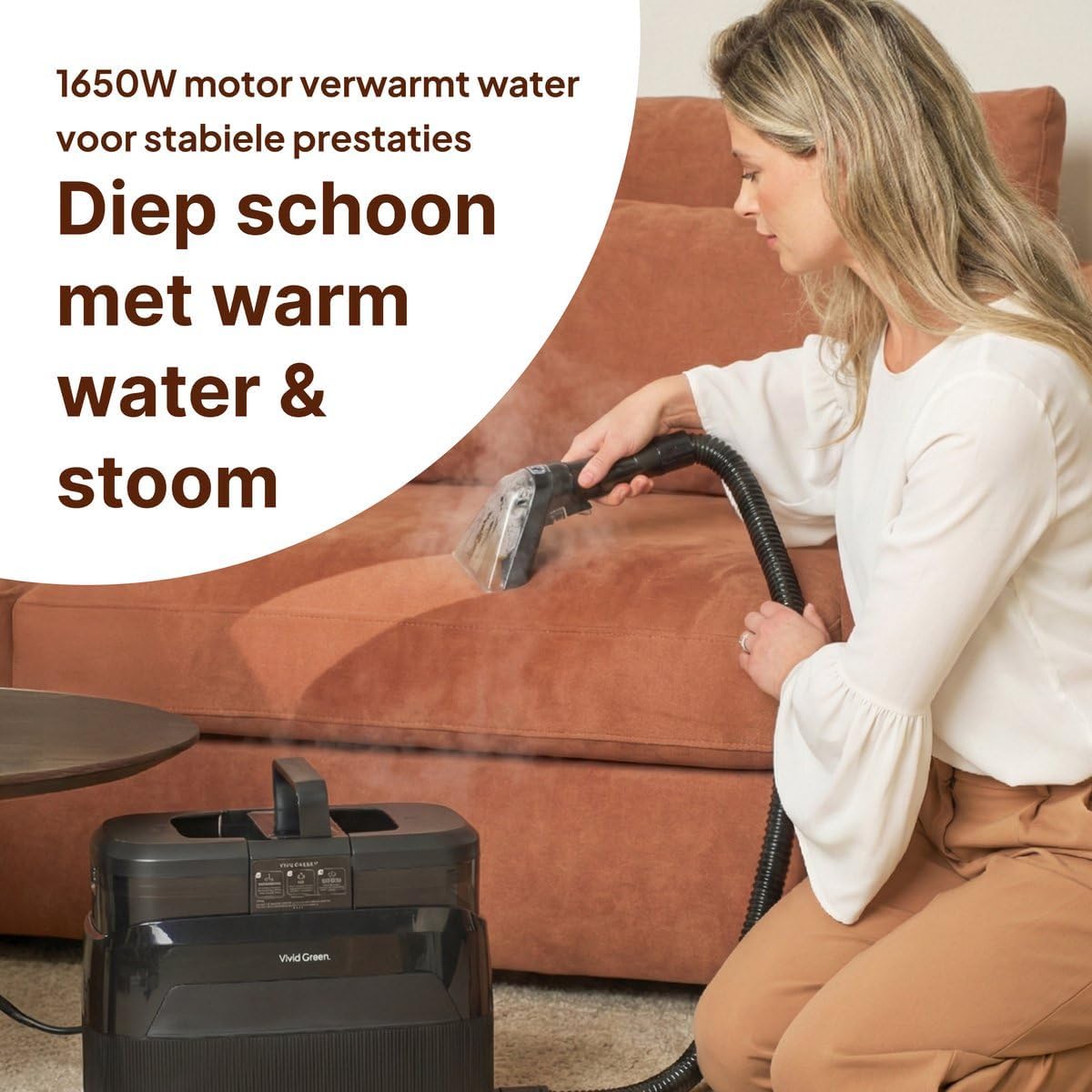Stoomreiniger – Stoomzuiger – Tapijtreiniger – Textielreiniger – Matrasreiniger – 1650W Vermogen – 4 Reinigingsstanden met Zuigfunctie