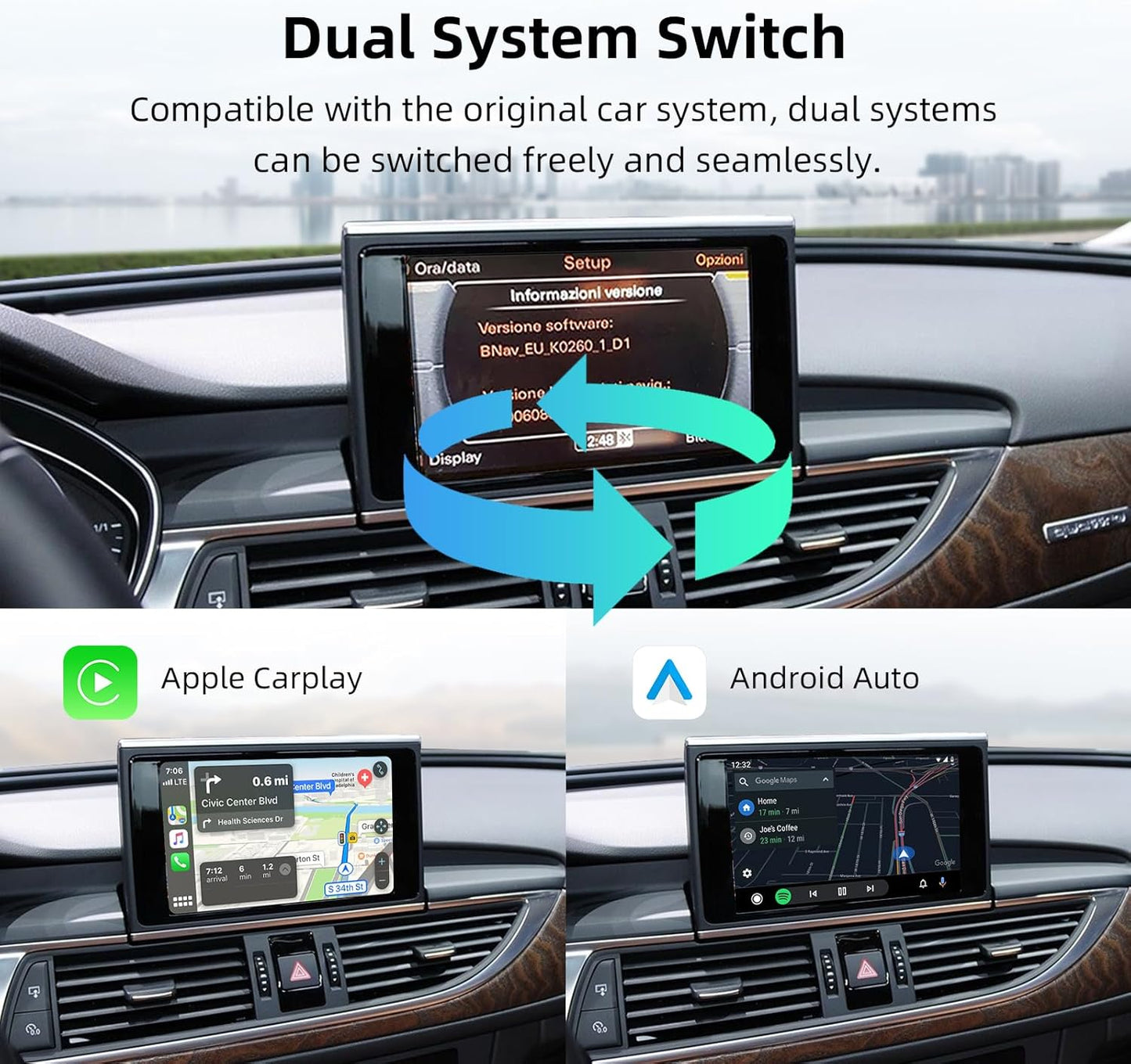 Draadloze CarPlay & Android Auto Retrofit Kit – CarPlay Adapter – Android Auto Interface – Retrofit Module – OEM Upgrade – Plug & Play Installatie – WiFi 2.4G/5.8G en Bluetooth 5.0
