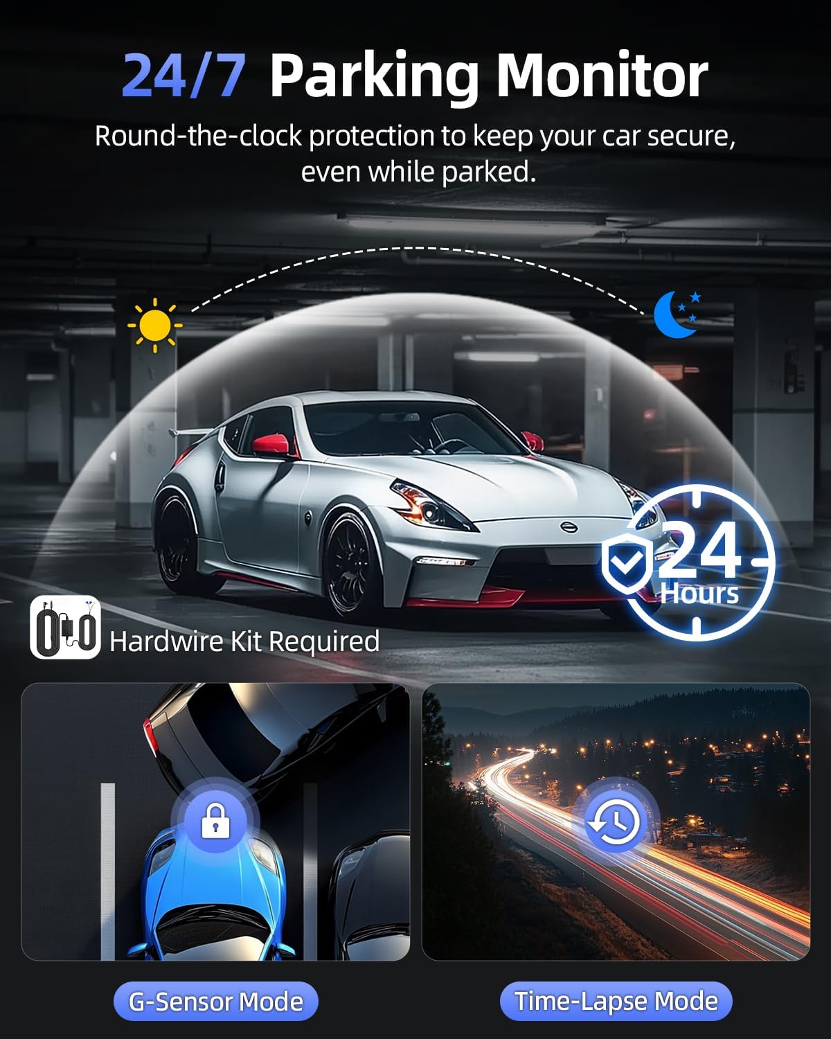Dashcam Voor En Achter – Autocamera – Dashboardcamera – Auto Camera – Dubbele Lens Dashcam – 4K Frontcamera + 1080P Achtercamera – 5 GHz Wifi En App-Bediening