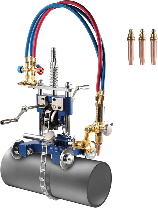 VEVOR Handmatige pijpsnijder CG2-11Y, pijpsnijder voor buizen met een dikte van 5,08-50,8 mm met ketting van 2210 mm, draagbare gassnijmachine met instelbare hoek van 0° tot 45° met 3 punten