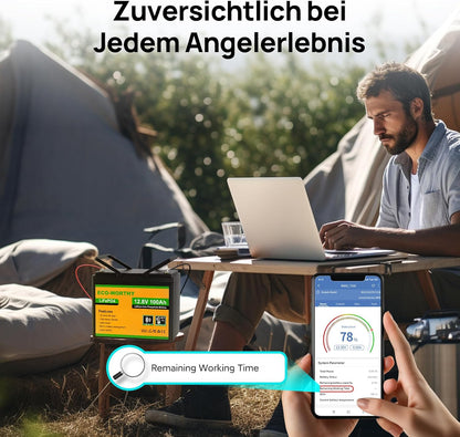 12V 100Ah LiFePO4 Accu – Lithium Accu – Zonne-Accu – Camper Accu – Boot Accu – Bluetooth Connectiviteit – Tot 15.000 Laadcycli
