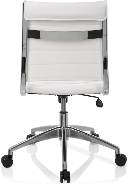 hjh OFFICE 720003 professionele bureaustoel TRISHA kunstleer wit moderne draaistoel zonder armleuningen, gewatteerde bekleding