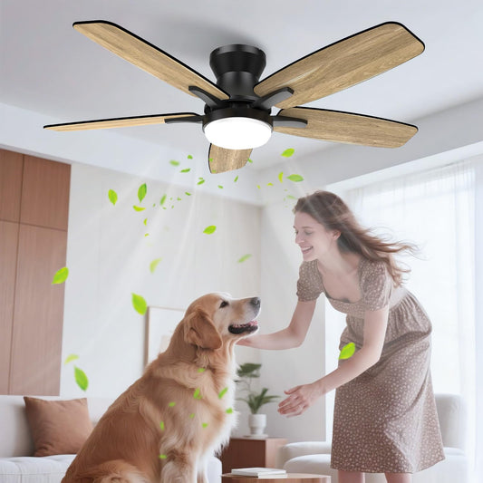 106 cm stille plafondventilator met licht, dubbelzijdige bladen, verstelbare plafondventilatorlamp met afstandsbediening en omkeerbare gelijkstroommotor voor slaapkamer en woonkamer, 6
