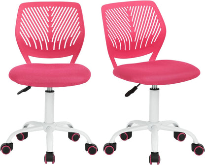 FurnitureR 2 stuks Home Office Chair, Ergonomische Verstelbare Hoogte Swivel Rolling. Kleurrijke computerstoel voor thuiskantoor, roze, metaal, roze, 38,5 cm x 40 cm x 75-87 cm