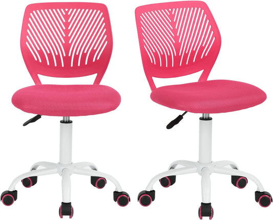 FurnitureR 2 stuks Home Office Chair, Ergonomische Verstelbare Hoogte Swivel Rolling. Kleurrijke computerstoel voor thuiskantoor, roze, metaal, roze, 38,5 cm x 40 cm x 75-87 cm