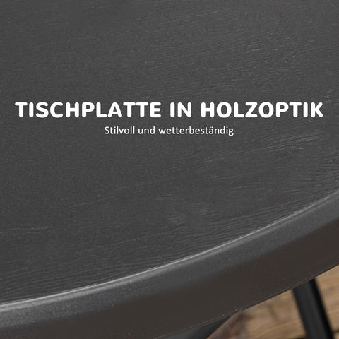 Tuintafel - Ronde Klaptafel - Bijzettafel - voor 4 Personen - Tuineettafel - met Decoratieve Houtlook - voor Balkon - Terras - Tuin - Buiten - Ø80 x 73 cm - Donkergrijs