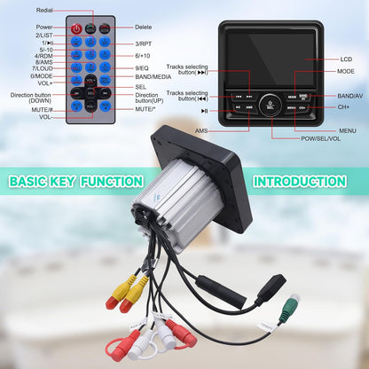 Geloo Marine Boot Stereo radio, waterdicht, MP5 multimediaspeler met 4,1 inch led-digitaal display, AM/FM-radio-ontvanger, universeel voor boten, jachten of golfwagens, ATV's
