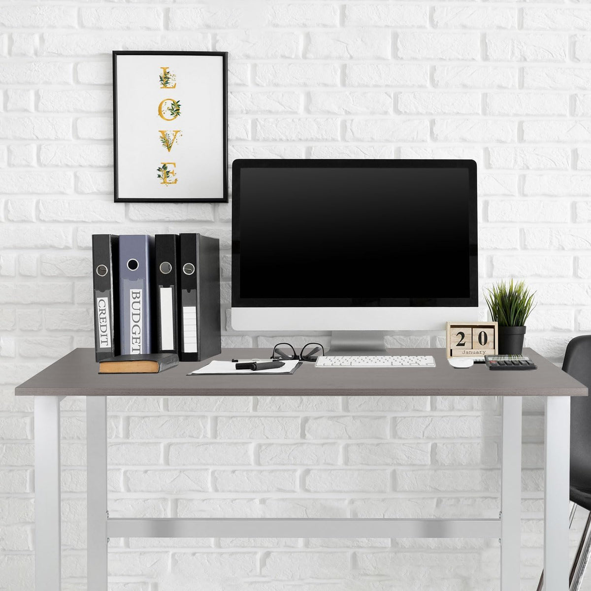 hjh OFFICE Bureau, grijs/wit, 120 x 60 cm