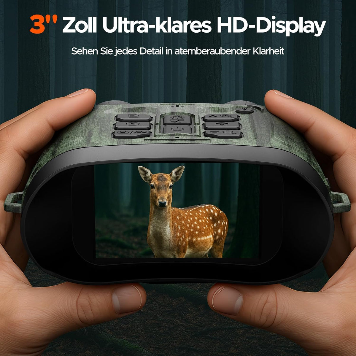 Nachtzichtapparaat, 4K 112MP infrarood verrekijker, nachtzichtapparaat, jacht, 12 x digitale zoom, bereik 450 m, 5000 mAh oplaadbaar, 64 GB TF-kaart voor jacht, veiligheid, camping