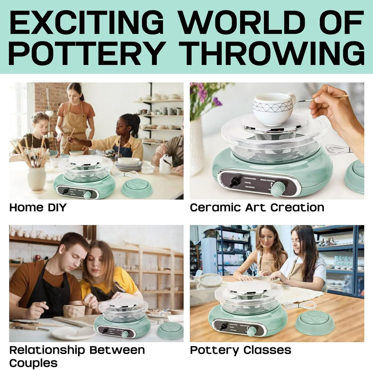 Mini Pottenbakkersschijf – Pottenbakkerswiel – Keramiek Draaischijf – Klei Schijf – Kinderset Pottenbakken – Draagbaar En Stille Motor – Inclusief Gereedschap En Pigmenten
