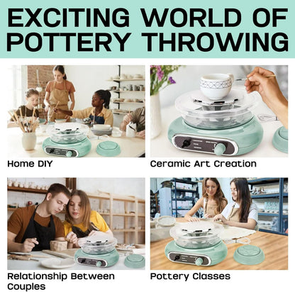 Mini Pottenbakkersschijf – Pottenbakkerswiel – Keramiek Draaischijf – Klei Schijf – Kinderset Pottenbakken – Draagbaar En Stille Motor – Inclusief Gereedschap En Pigmenten
