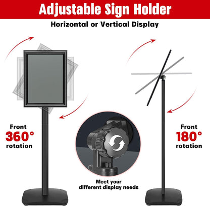 Schildstandaard Set van 3, Zwart – Displaystandaard – Posterstandaard A4 – Informatiestandaard – Menuhouder – Met Zware 2,6 Kg Metalen Voet – 360° Draaibaar En 180° Kantelbaar