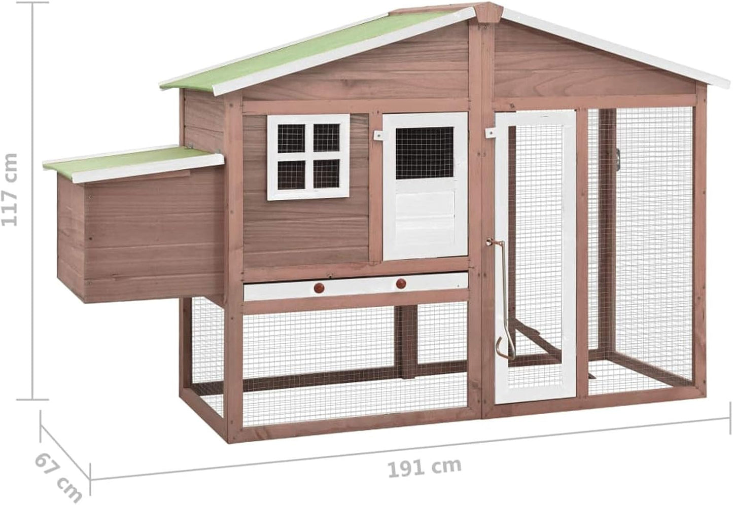 Kippenhok – Kippenverblijf – Kippenren – Pluimveehok – Konijnenhok – Stevig Dennenhouten Houten Kippenhok – Waterafstotend Polyester Dak – Ruime Nestkast