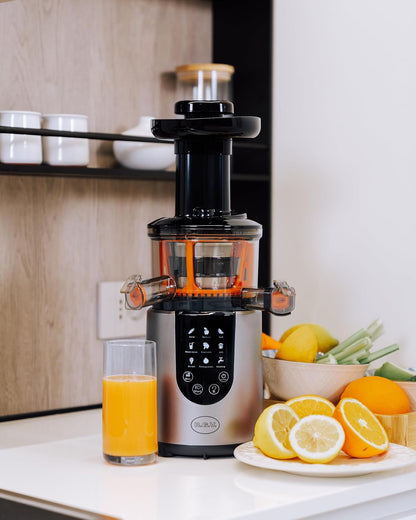 Sapcentrifuge – Slowjuicer – Sapmaker – Fruitpers – Juicer – Zilverkleurig – Digitaal Touchscreen – 3 Snelheden 45/50/55 TPM