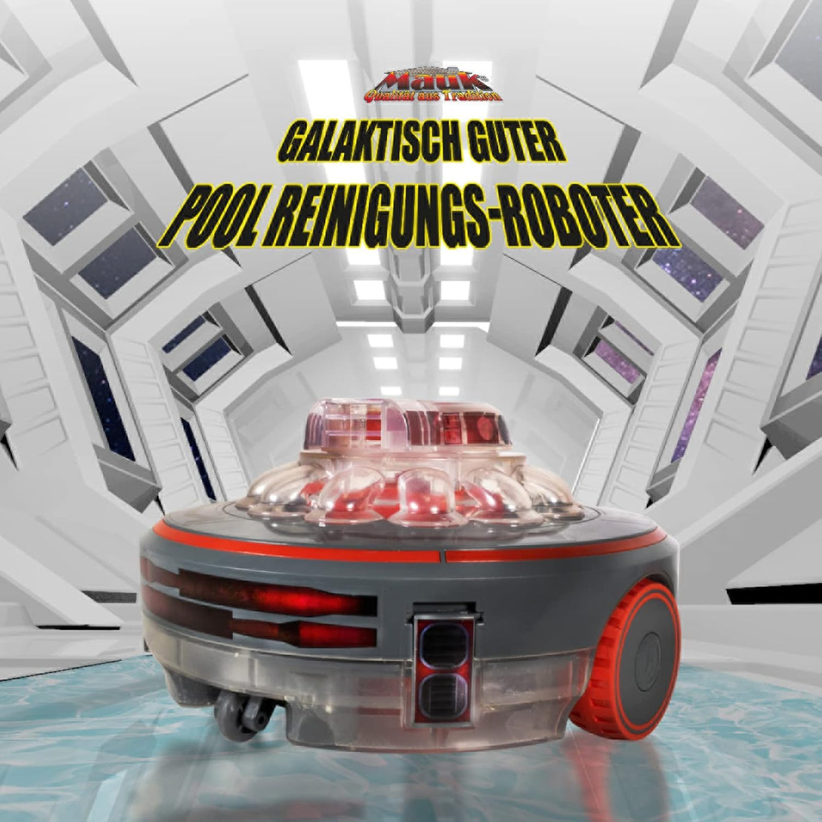 MAUK® Zwembad vloerreiniging robotstofzuiger | Li-Ion accu zwembadzuiger | 200 m² rond en draadloos | DAS! Origineel met ruimtestickerset