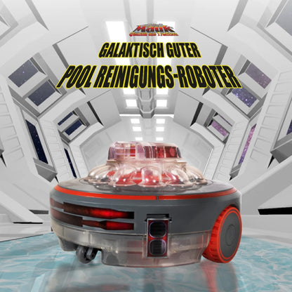 MAUK® Zwembad vloerreiniging robotstofzuiger | Li-Ion accu zwembadzuiger | 200 m² rond en draadloos | DAS! Origineel met ruimtestickerset