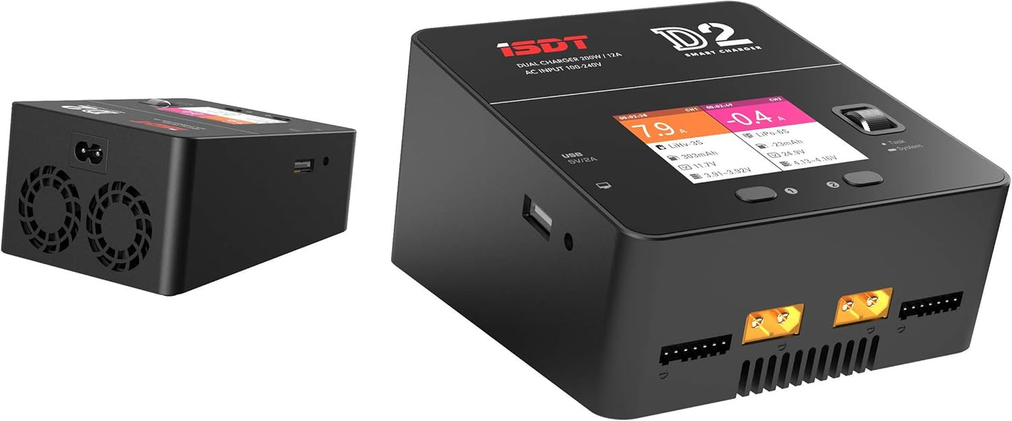 LiPo Batterijbalanslader – Dubbele Lader – RC Acculader – Hobby Oplader – Smart Acculader – 200W Max Vermogen – 12A Per Kanaal
