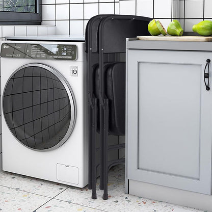 BOOSDEN Gewatteerde klapstoel, opvouwbare stoel met dik kussen, zware metalen klapstoel voor buiten & binnen en dineren en feesten, zwart, 4 stuks
