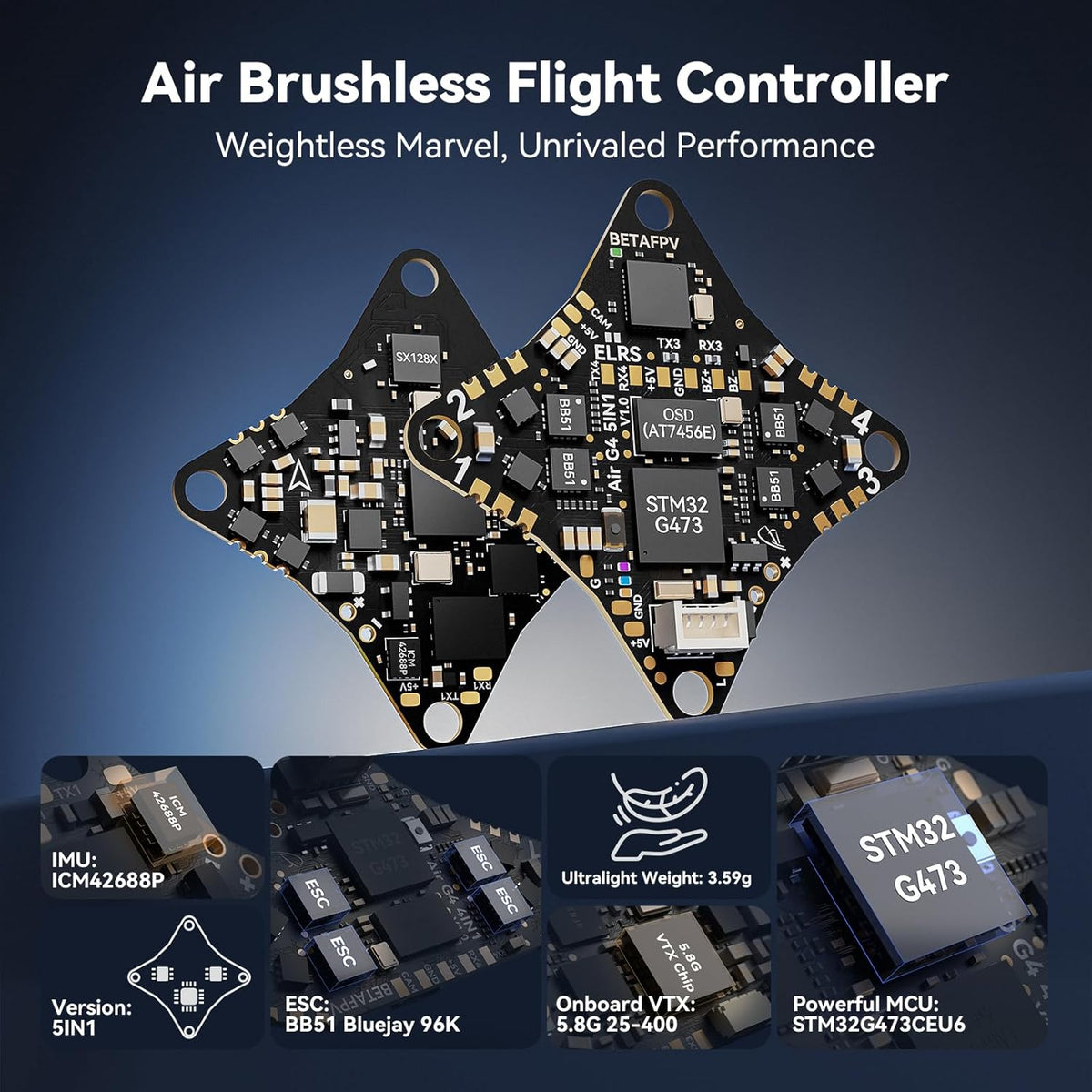 BETAFPV Air75 Borstelloze Whoop Quadcopter, Ultralight 1S 75 mm Micro Whoop drone met G473 5IN1 Air Flight Controller ELRS ontvanger, 0802SE 23000KV Motor, C03 FPV camera, voor FPV drone Racing