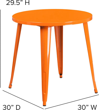 Flash Furniture Commerciële Rang 30' Ronde Metaal Binnen-Openluchttafel, Oranje