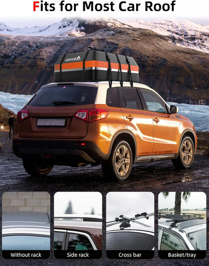 Abahub Car Roof Box 800D Soft Opvouwbare Waterdichte Daktas met Deurhaak, Antislipmat, Opbergtas, Reflecterende Strip voor Alle Auto's met/zonder Bagagerek (600L)