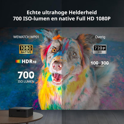 WEWATCH WP01 Smart Projector Full HD 1080P [Netflix & Dolby Audio] 700 lumen ISO met wifi/Bluetooth, automatische keystone-correctie en autofocus, thuisbioscoopprojector voor buiten