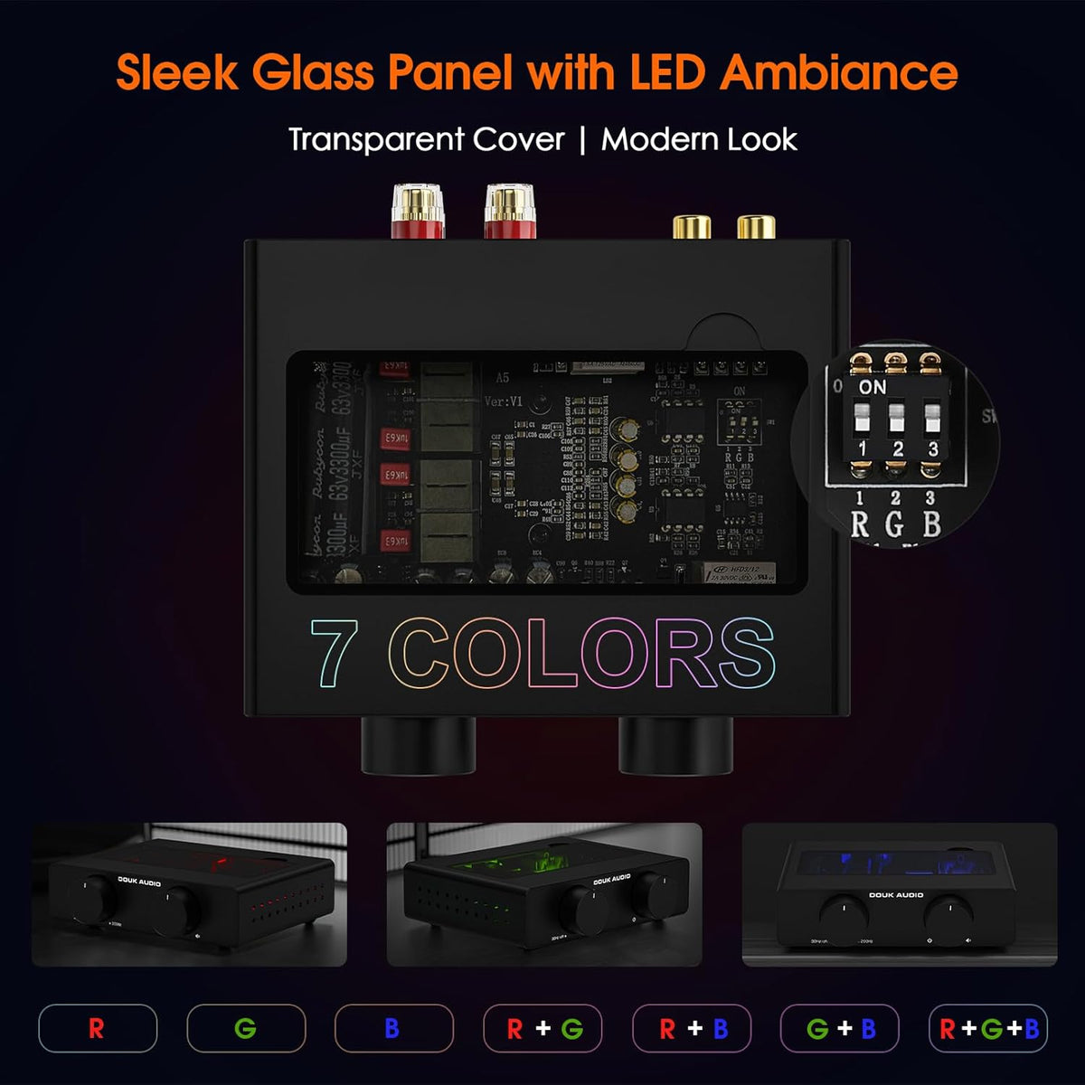 Douk A5 Stereo versterker met TPA3255 chips, Class D Amplifier High-Pass filter, mini-versterker voor desktop-plankluidsprekers
