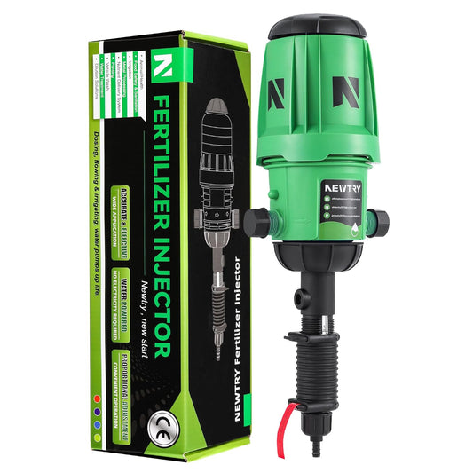 NEWTRY Mestinjector voor druppelirrigatie, 0,2 ~ 2% instelbare doseerpomp, 3/4 inch NPT wateraangedreven vloeistofdoseerder voor tuin, irrigatie en hydrocultuur systeem, boerderij