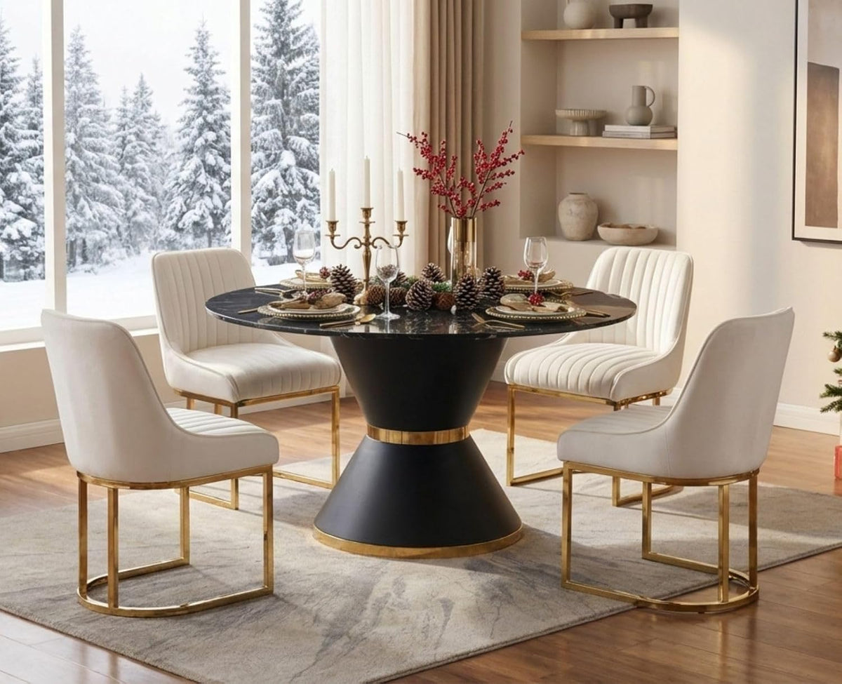 chairus Dining Chairs Set of 4 Velvet Living Room Chairs, Upholstered Office Chairs with Metal Legs, Armless Chairs for Bedroom, White, 4 - QUORE