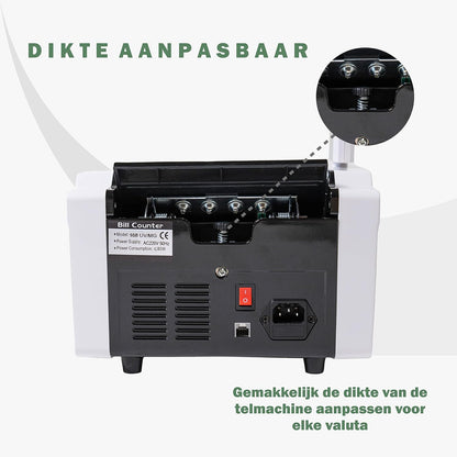 Geldtelmachine – Biljettelmachine – Biljettenteller – Geldteller – Bankbiljettenteller – 4-Voudige Valsgelddetectie – Tot 1000 Biljetten Per Minuut