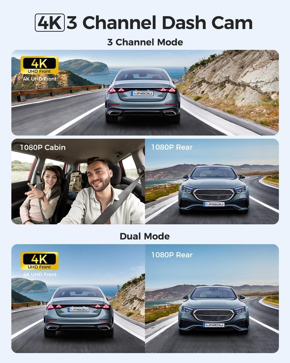 Dashcam Voor En Achter – Autocamera, Dashboardcamera, Mini Dashcam, Verborgen Dashcam – 4K Voor + 1080p Achter – 24 Uur Buffer Parkeermodus