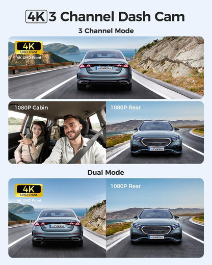 Dashcam Voor En Achter – Autocamera, Dashboardcamera, Mini Dashcam, Verborgen Dashcam – 4K Voor + 1080p Achter – 24 Uur Buffer Parkeermodus