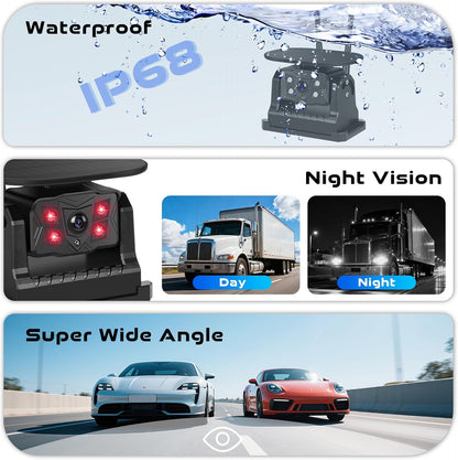 Hodozzy Draadloze camera met zonne-energie, 10,1 inch IPS touchscreen monitor met loopopname, 10000 mAh achteruitrijcamera met dodehoekwaarschuwing, spiegelinversie, waterdicht, nachtzicht, Type-C