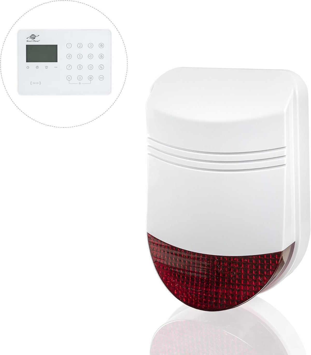 Safe2Home® Hoogwaardige draadloze buitensirene / buitenalarm 12 volt voor draadloos alarmsysteem Safe2Home - GSM alarmsysteem - met repeaterfunctie