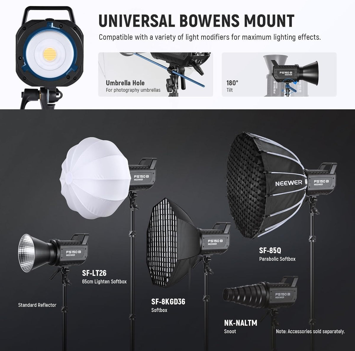 Videolamp – Led Videolicht – Studiolamp – COB Led Lamp – Continu Licht – 130 W, Tot 72.000 Lux Op 1 M – Tweekleurig 2700K-6500K, 12 Effecten