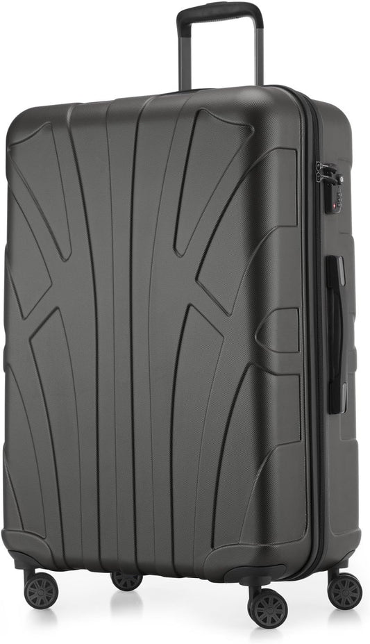 Suitline Grote koffer 76 x 53 x 31 cm ABS harde schaal uitbreidbaar (96-110 L) met TSA slot 4 dubbele wielen telescopische handgreep trolley, Grafiet