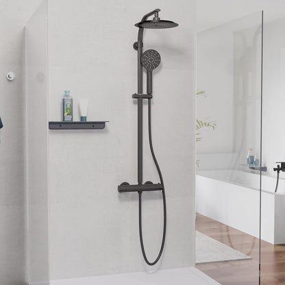 Douchekolom – Douchepaneel – Thermostaatkraan – Regendouche – Handdouche – 24 cm Regendouche – Veiligheids-Kinderslot 38 °C