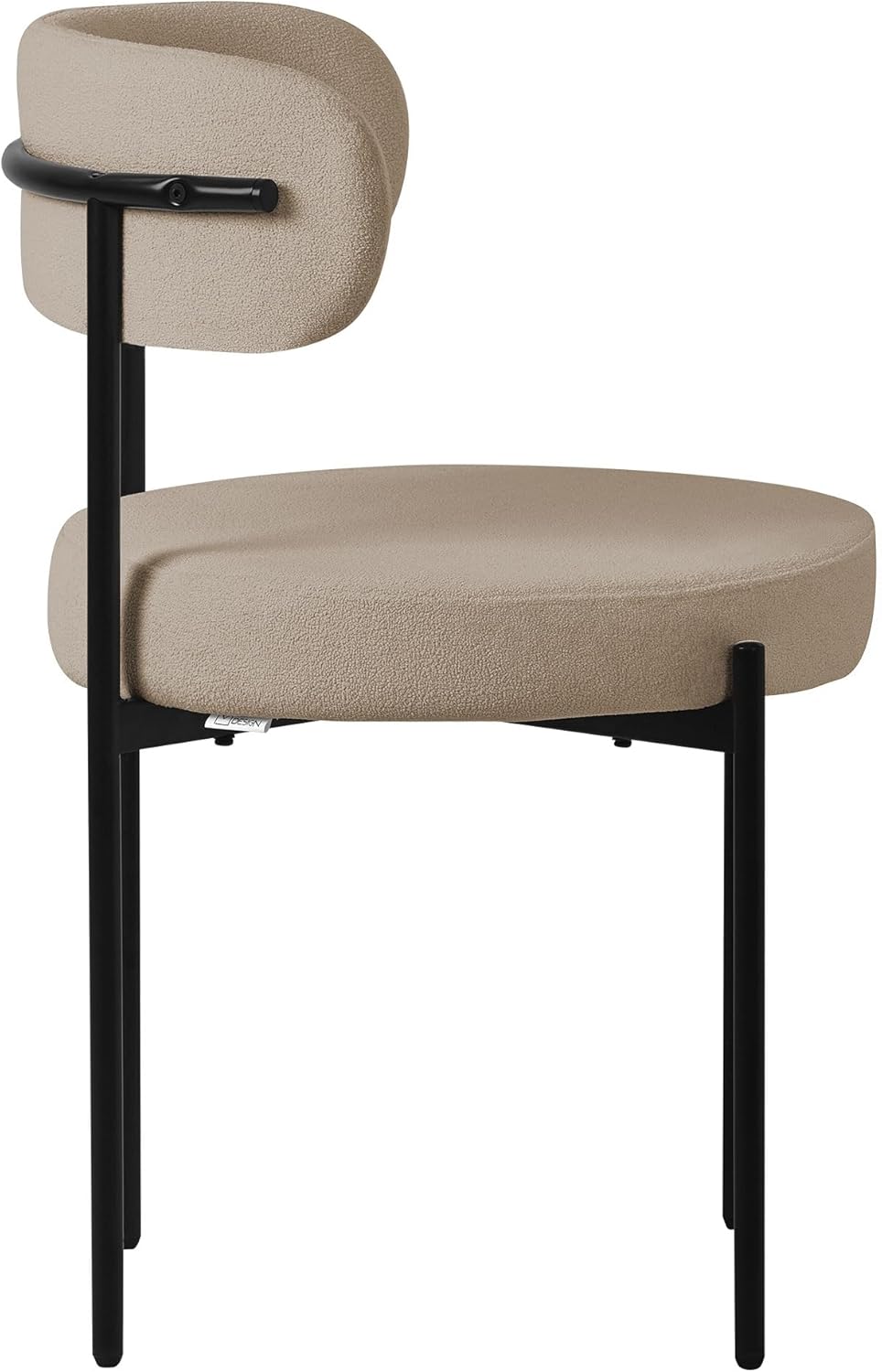 Eetkamerstoelen – Keukenstoelen – Woonkamerstoelen – Gestoffeerde Stoelen – Lounge Stoelen – Set van 2 – Zachte Teddystof Bekleding – Ergonomisch Met Zwart Metalen Frame