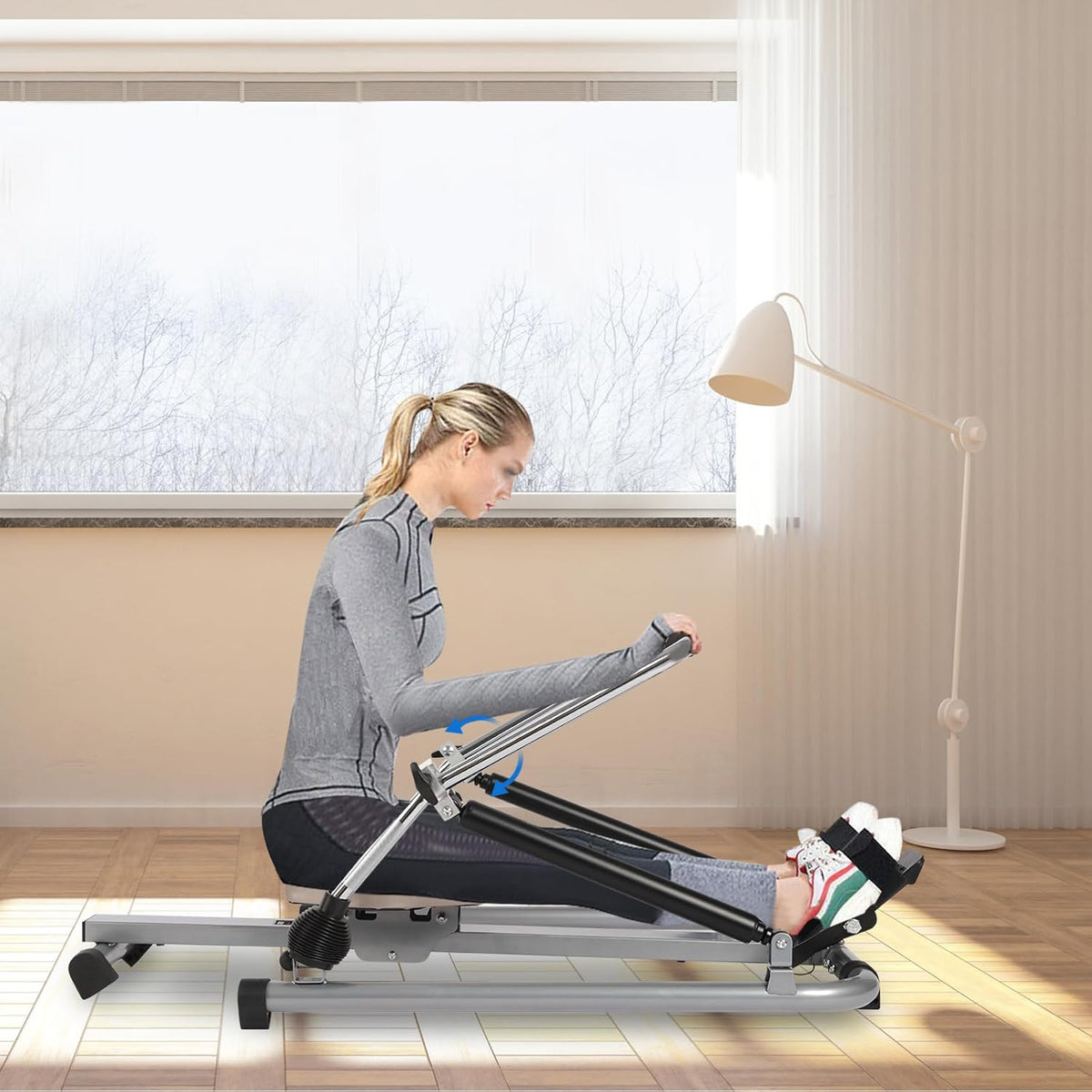 Hydraulische Roeimachine – Roeitrainer – Fitness Roeimachine – Cardio Apparaat – Gewichtstrainer – Verstelbare Weerstand 15-55 kg – LCD Monitor Met Trainingsgegevens – Comfortabele Zitting Met Lange Rail