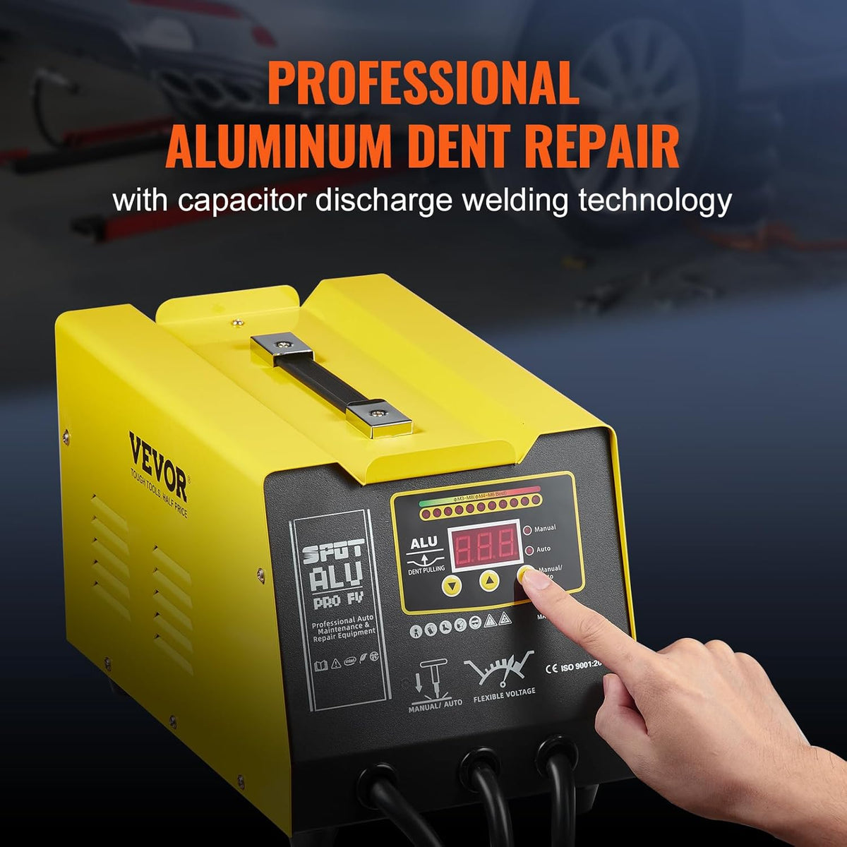 VEVOR 300 W Dent Repair Kit with Hot Air Gun, Dent Puller Automatic/Manual Welding Mode, Car Body Spot Welding Machine for Aluminium Repair