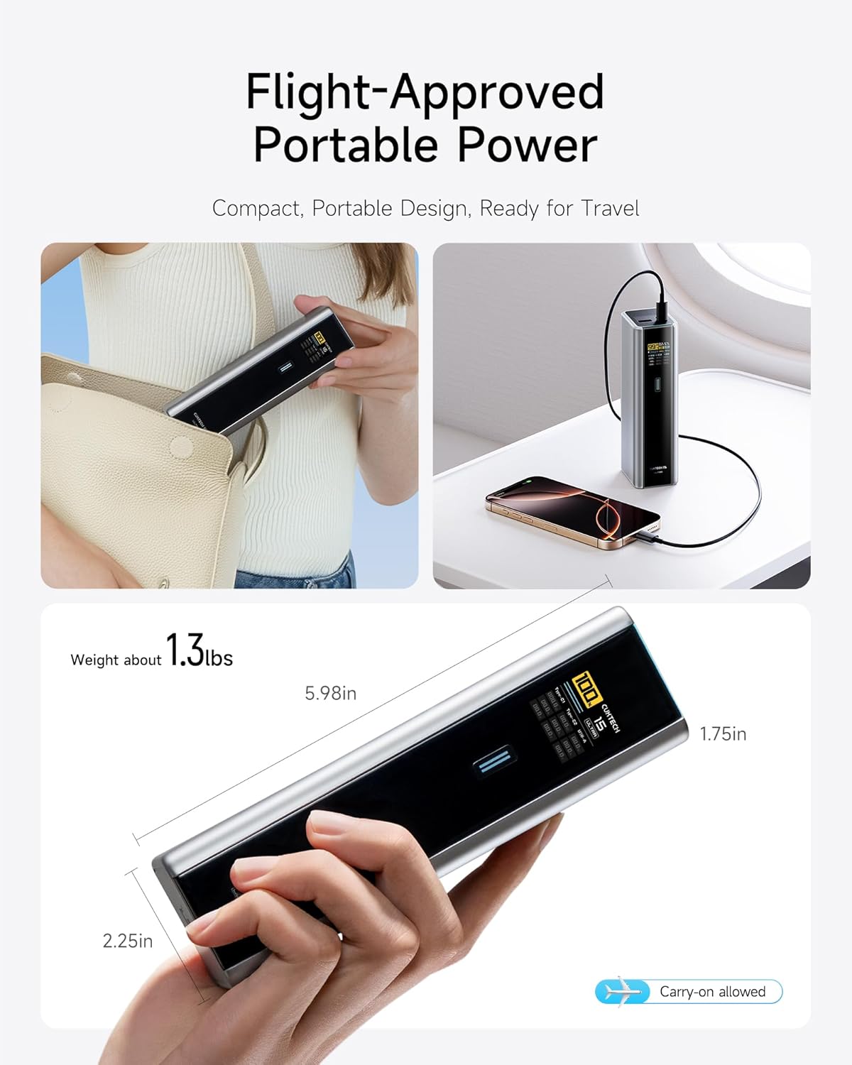 CUKTECH 15 Ultra Power Bank 20000mAh 165W Fast Charging 3 Port USB C Portable Charger Fast Self-Charging TFT Digital Display Battery Pack Compatible with MacBook Pro/Air/iPad/iPhone 16/Samsung/Dell - QUORE