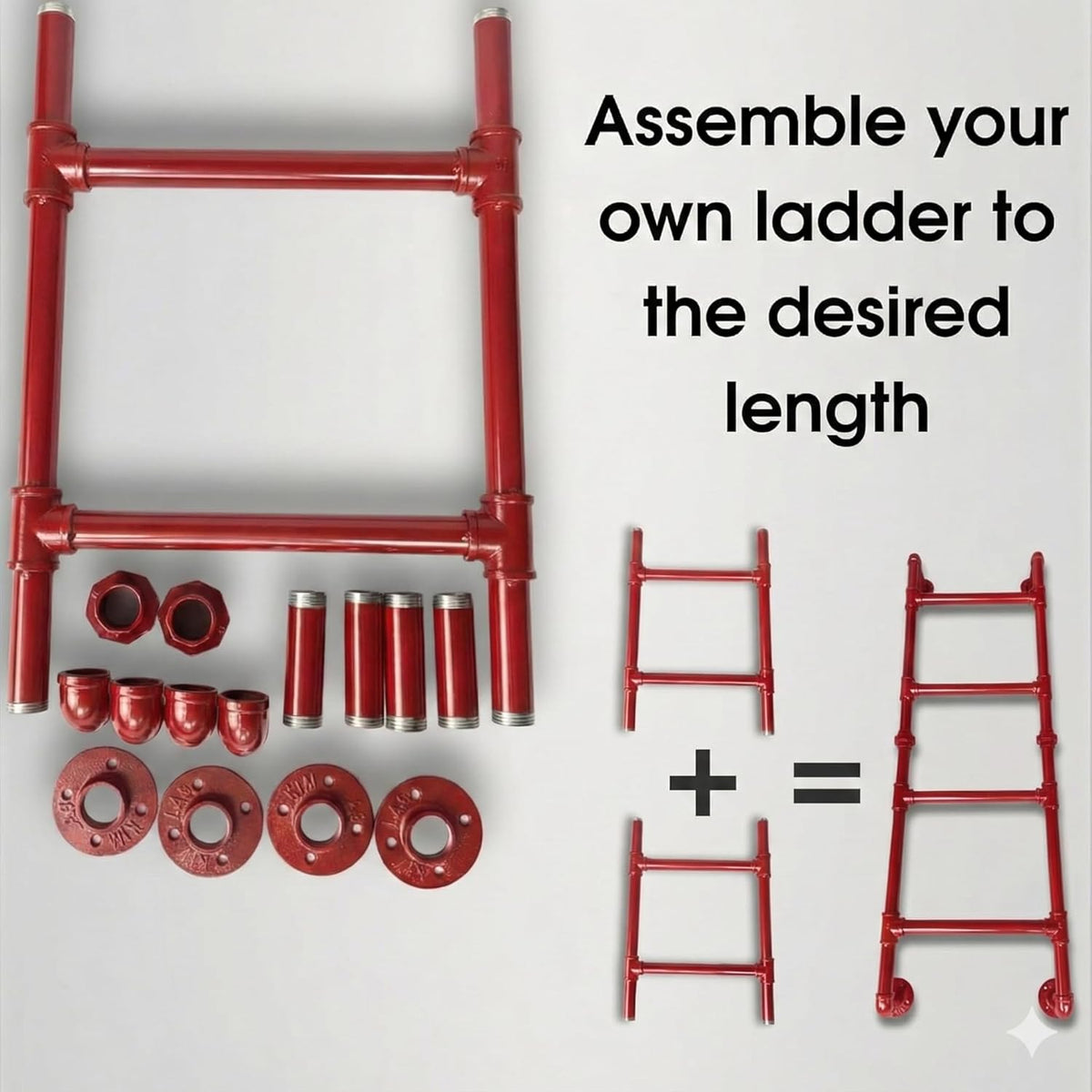 Wandmontage modulaire ladder – 4 sporten noodladder voor raam, put, zolder – Binnen en buiten gebruik – Gecertificeerd – Wandbevestigde 4-traps ladder – Stevig, duurzaam en roestbestendig