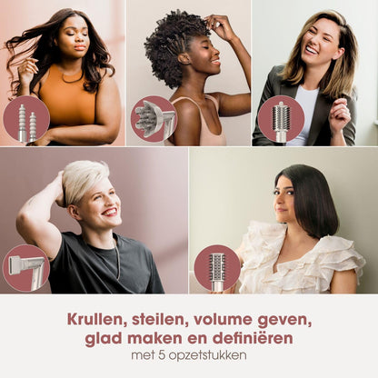 Airstyler En Haardroger – Föhnborstel – Krulborstel – Multistyler – Haarstyler – Champagne – 5 Stylingmogelijkheden – 2 Automatische Krullers