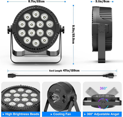 HOLDLAMP Lamps LED Stage Lights Stage Light 14 x 6W RGBW with Remote Control DMX 512 with Bracket Rainbow Effect Light for Bar DJ Disco Birthday GS Party Halloween Christmas Black - 4PCS - QUORE