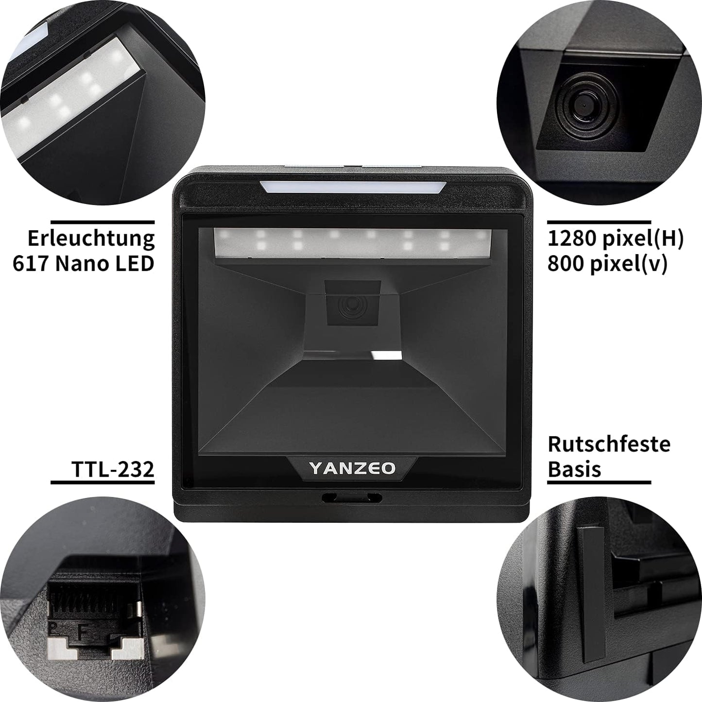 Yanzeo YS868 Laser Flatbed Desktop Omnidirectionele Barcodelezer Hoge Snelheid Automatische 1D Laser Barcode Scanner Afbeelding