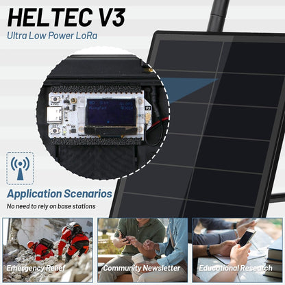 KEEPTEEN D5 Solar Lora Meshtastic Mesh Node Repeater 5 W BC Zonnepaneel Bult in Heltec ESP32 V3 Lora WiFi Bluetooth 5200 mAh batterij