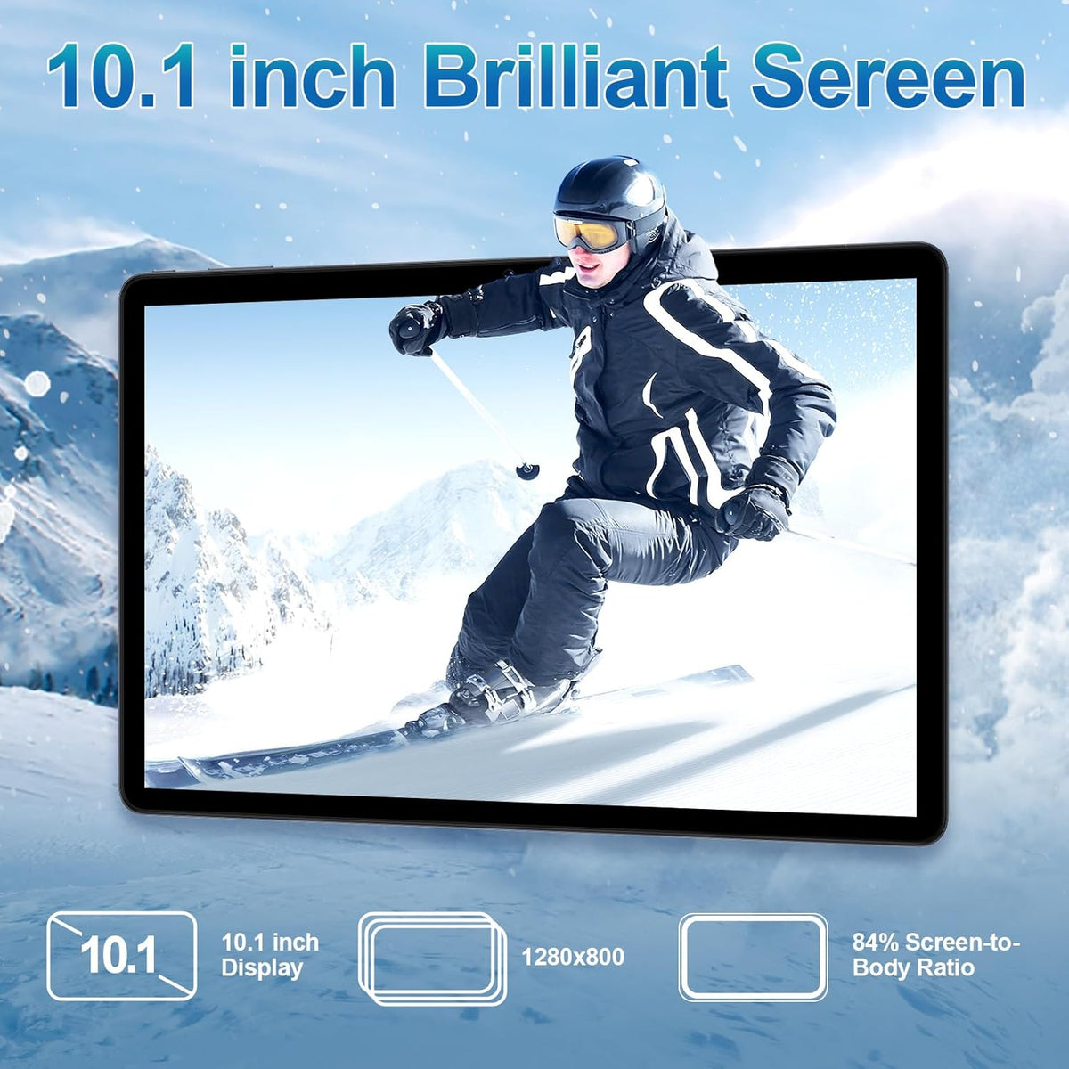 Redbeat Gaming Tablet 10 inch Android 14 Tablets, 8 GB RAM + 128 GB ROM (Uitbreidbaar tot 1 TB), 4G LTE Dual SIM, 6000 mAh Batterij, Dubbele Camera, HD-Scherm, A2 Tablet met Zwarte Leren Hoes