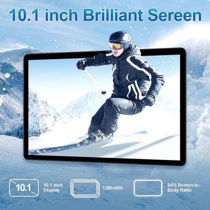 Redbeat Gaming Tablet 10 inch Android 14 Tablets, 8 GB RAM + 128 GB ROM (Uitbreidbaar tot 1 TB), 4G LTE Dual SIM, 6000 mAh Batterij, Dubbele Camera, HD-Scherm, A2 Tablet met Zwarte Leren Hoes