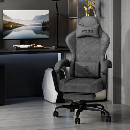 Gaming Stoel – Ergonomische Computerstoel – Bureaustoel – Gamestoel – PC-Stoel – Verstelbare Rugleuning – Ademend Technische Stof – Voetensteun – Hoofdsteun – Lendenkussen – Max 150 kg – Zwart