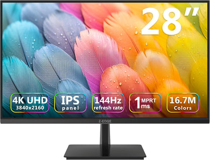 4K Monitor, Z-Edge 28 Inch IPS Monitor, UHD 3840 x 2160 IPS Computer Monitor, 300cd/m², 120Hz Refresh Rate, 4ms Response Time, U28I4K Ultra Thin Bezel